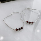 Garnet Heart Threader Earrings by Derive Jewelry