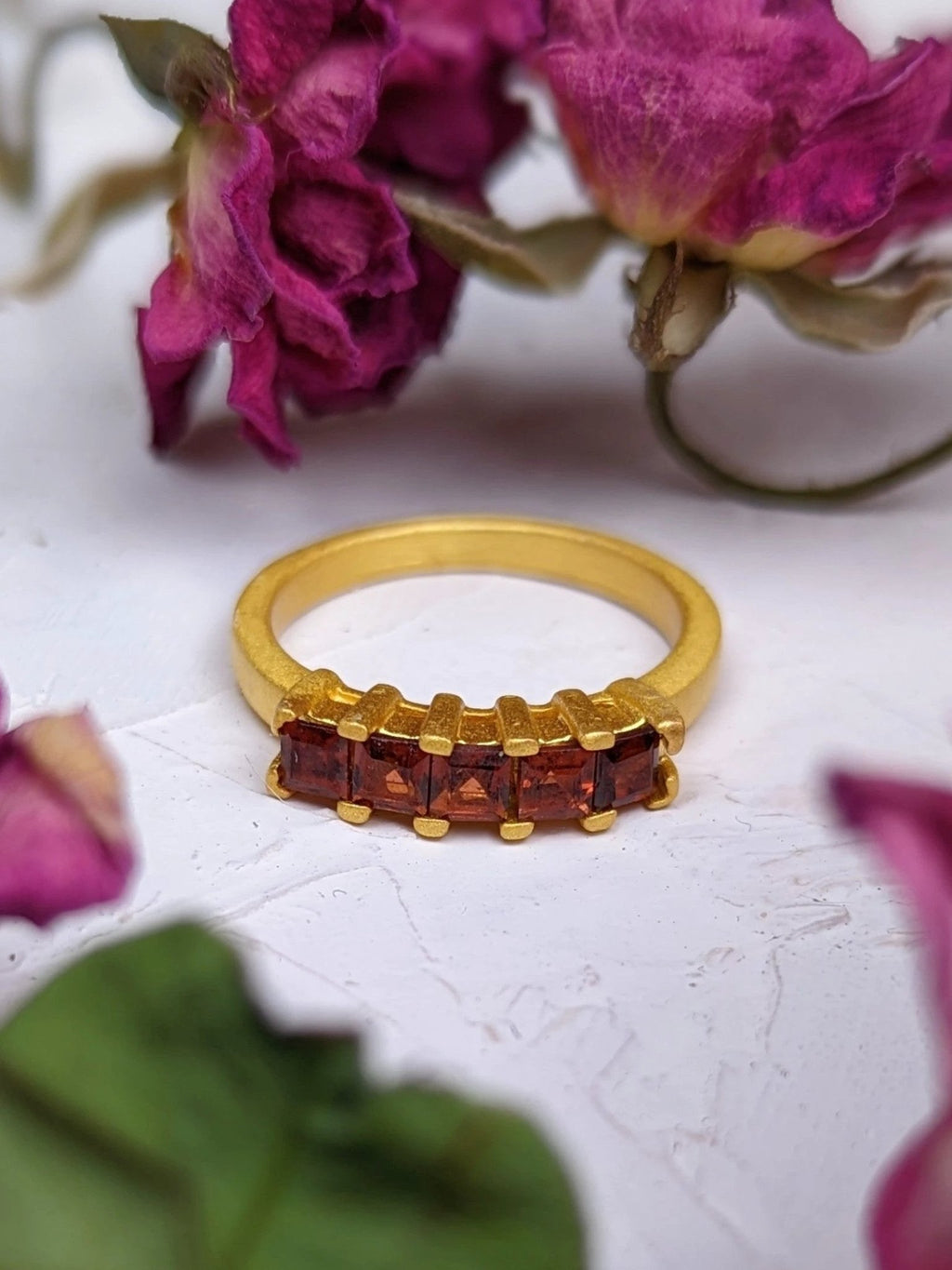 Garnet Squares Gemstone Ring by Ash & Rose