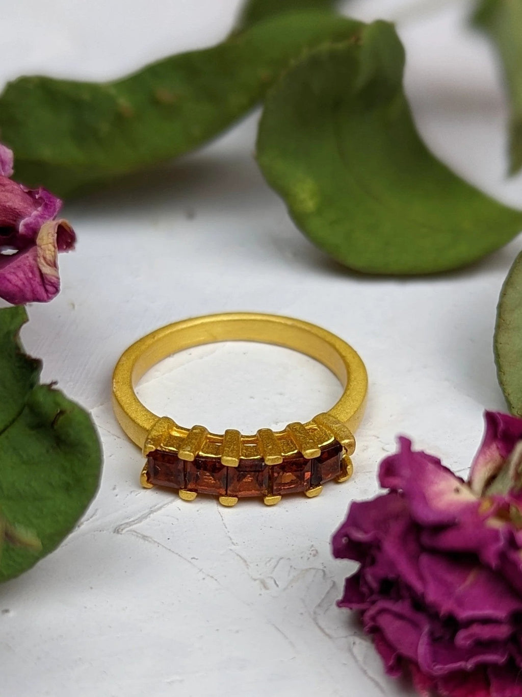 Garnet Squares Gemstone Ring by Ash & Rose