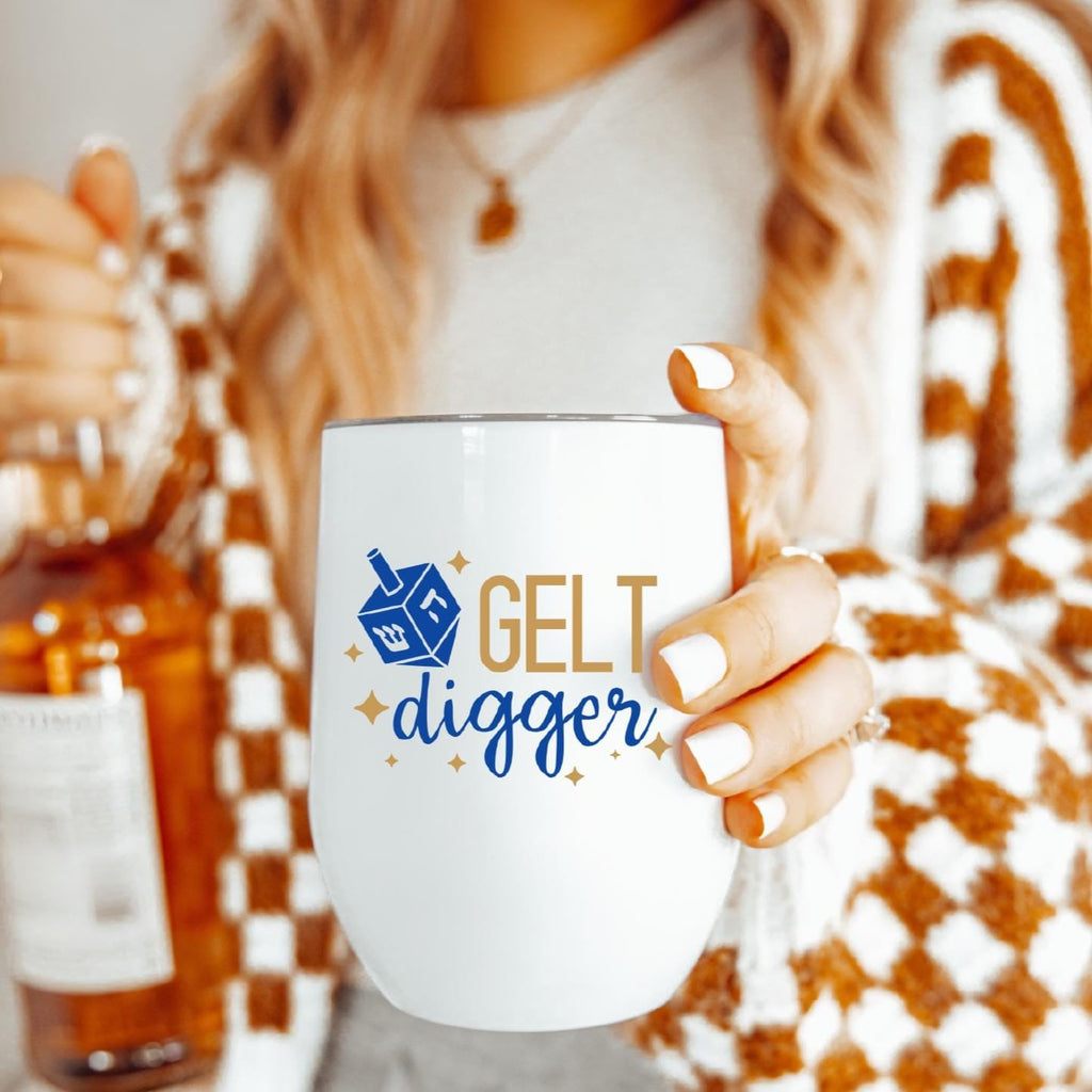 Gelt Digger Chanukah Wine Tumbler drinkware La Vie Bien Gelt Digger Chanukah Wine Tumbler