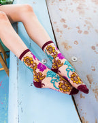 Gem Garden Sheer Crew Sock by Sock Candy