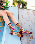 Gem Garden Sheer Crew Sock by Sock Candy