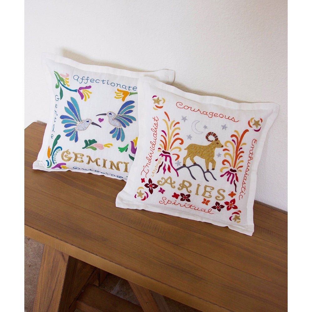 Gemini Astrology Hand - Embroidered Pillow by Cat Studio Pillows La Vie Bien Gemini Astrology Hand - Embroidered Pillow by Cat Studio