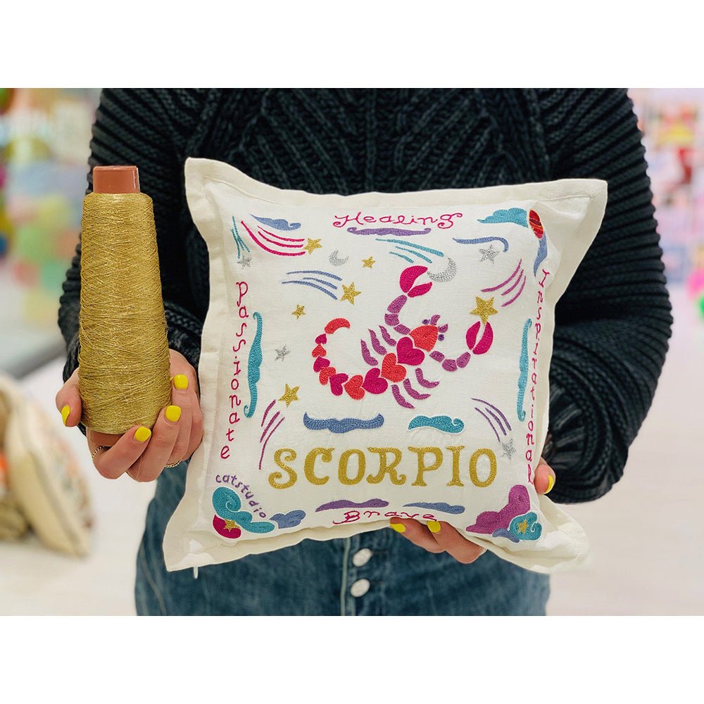 Gemini Astrology Hand - Embroidered Pillow by Cat Studio Pillows La Vie Bien Gemini Astrology Hand - Embroidered Pillow by Cat Studio