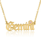 Gemini Script Necklace With Swarovski Birthstone La Vie Bien Gemini Script Necklace With Swarovski Birthstone