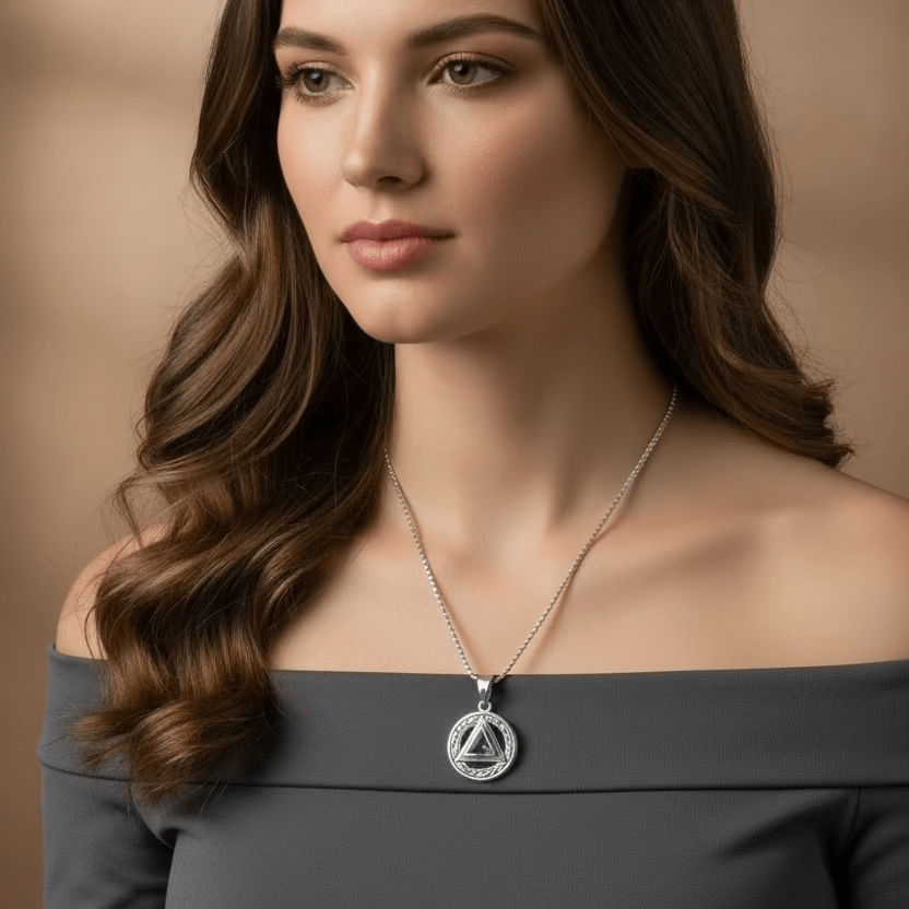 Gemstone Celtic AA Sobriety Necklace in Sterling Silver Pendant La Vie Bien Gemstone Celtic AA Sobriety Necklace in Sterling Silver