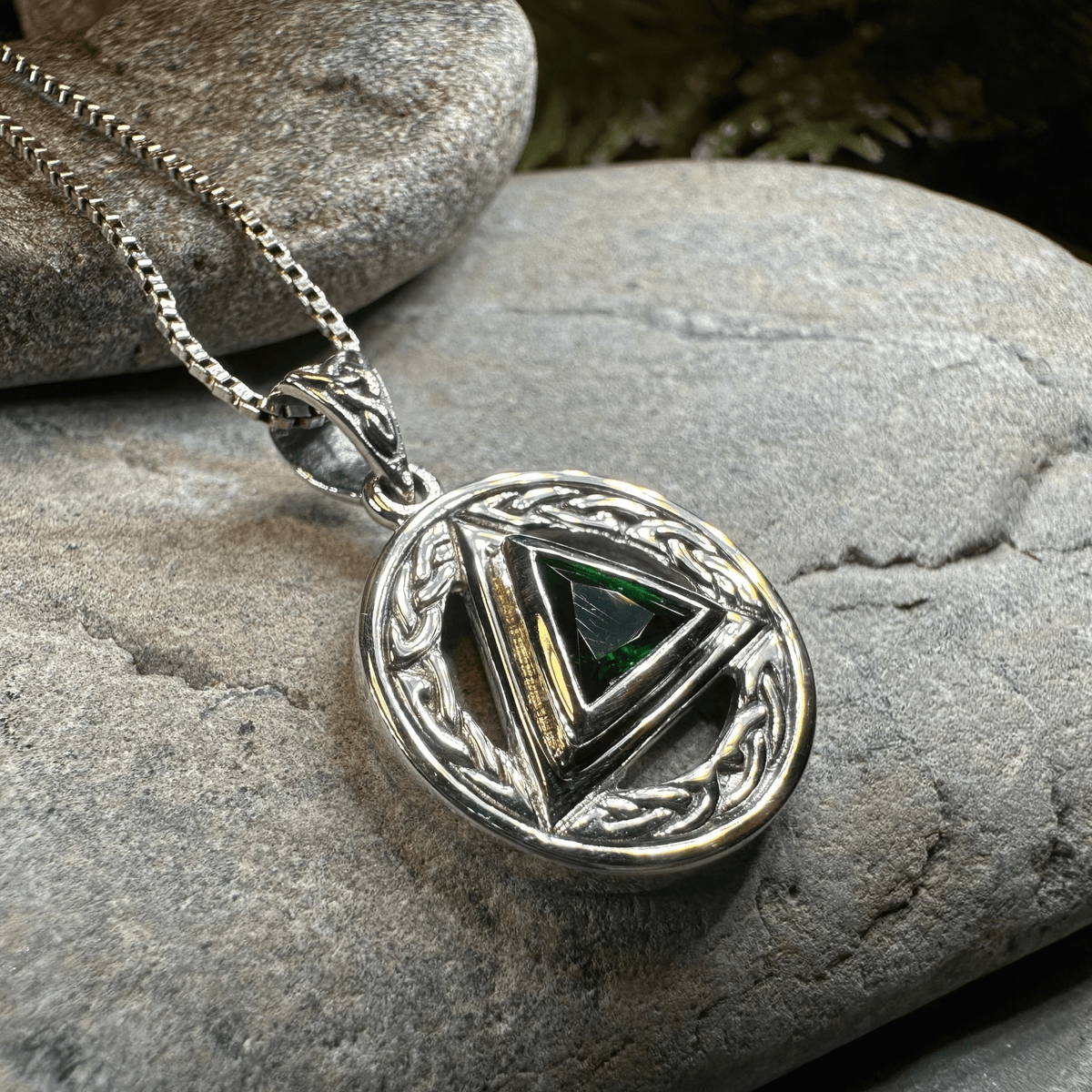 Gemstone Celtic AA Sobriety Necklace in Sterling Silver Pendant La Vie Bien Gemstone Celtic AA Sobriety Necklace in Sterling Silver