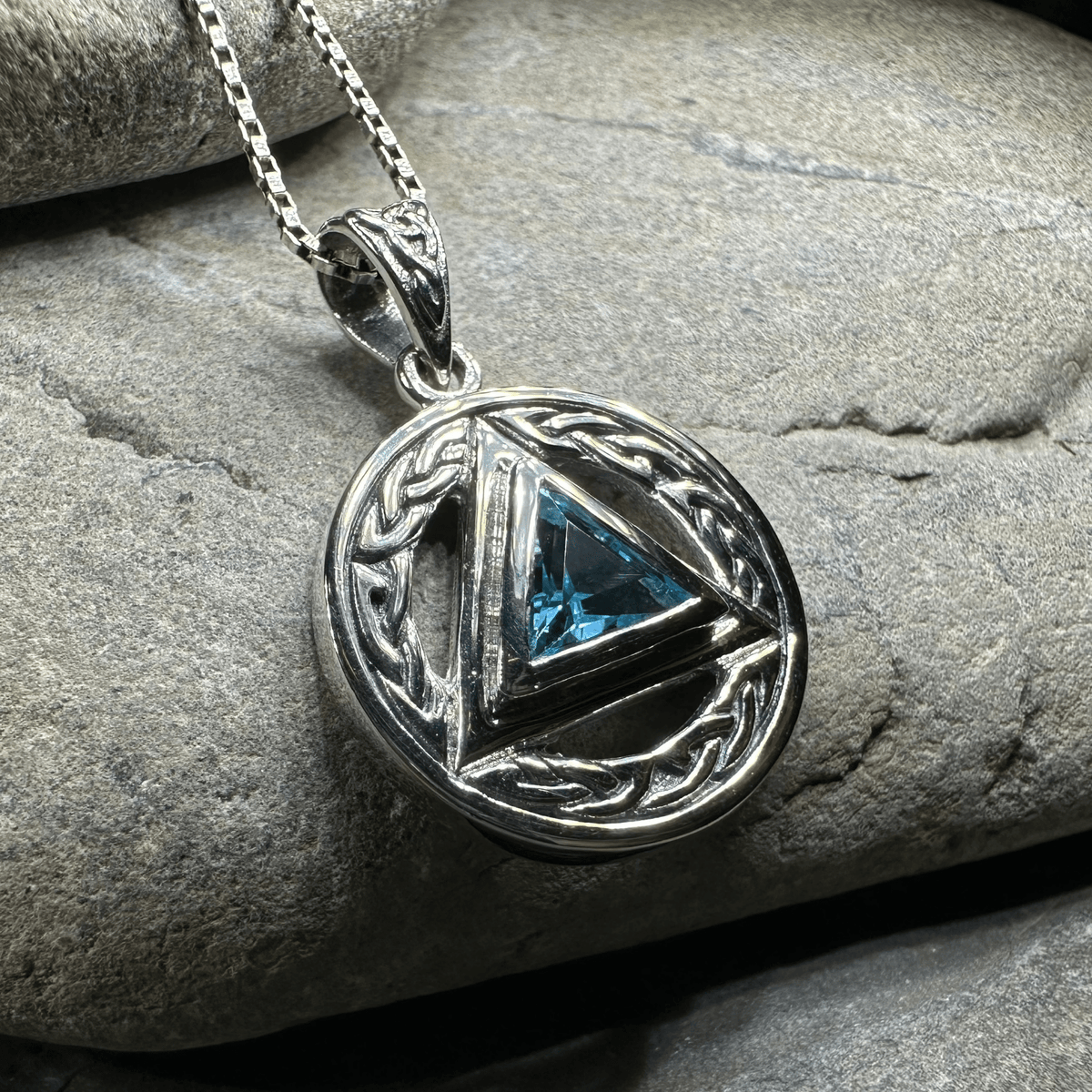Gemstone Celtic AA Sobriety Necklace in Sterling Silver Pendant La Vie Bien Gemstone Celtic AA Sobriety Necklace in Sterling Silver