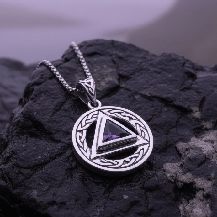 Gemstone Celtic AA Sobriety Necklace in Sterling Silver Pendant La Vie Bien Gemstone Celtic AA Sobriety Necklace in Sterling Silver