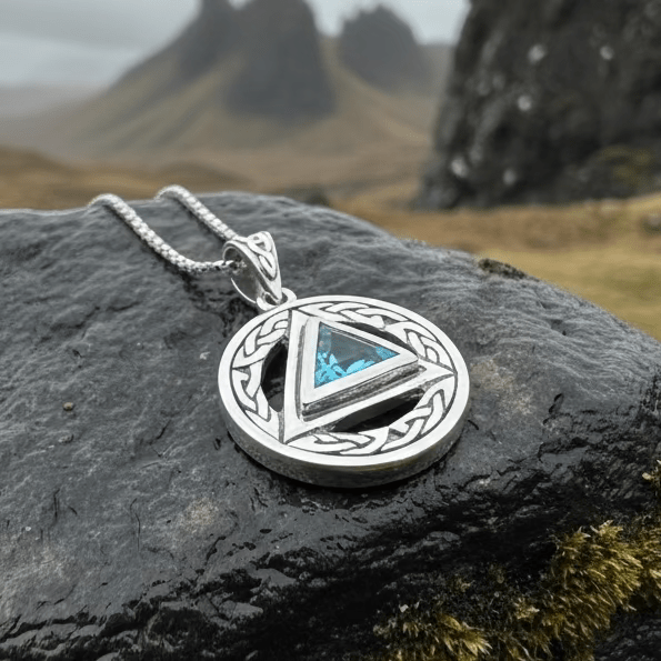 Gemstone Celtic AA Sobriety Necklace in Sterling Silver Pendant La Vie Bien Gemstone Celtic AA Sobriety Necklace in Sterling Silver