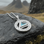 Gemstone Celtic AA Sobriety Necklace in Sterling Silver Pendant La Vie Bien Gemstone Celtic AA Sobriety Necklace in Sterling Silver