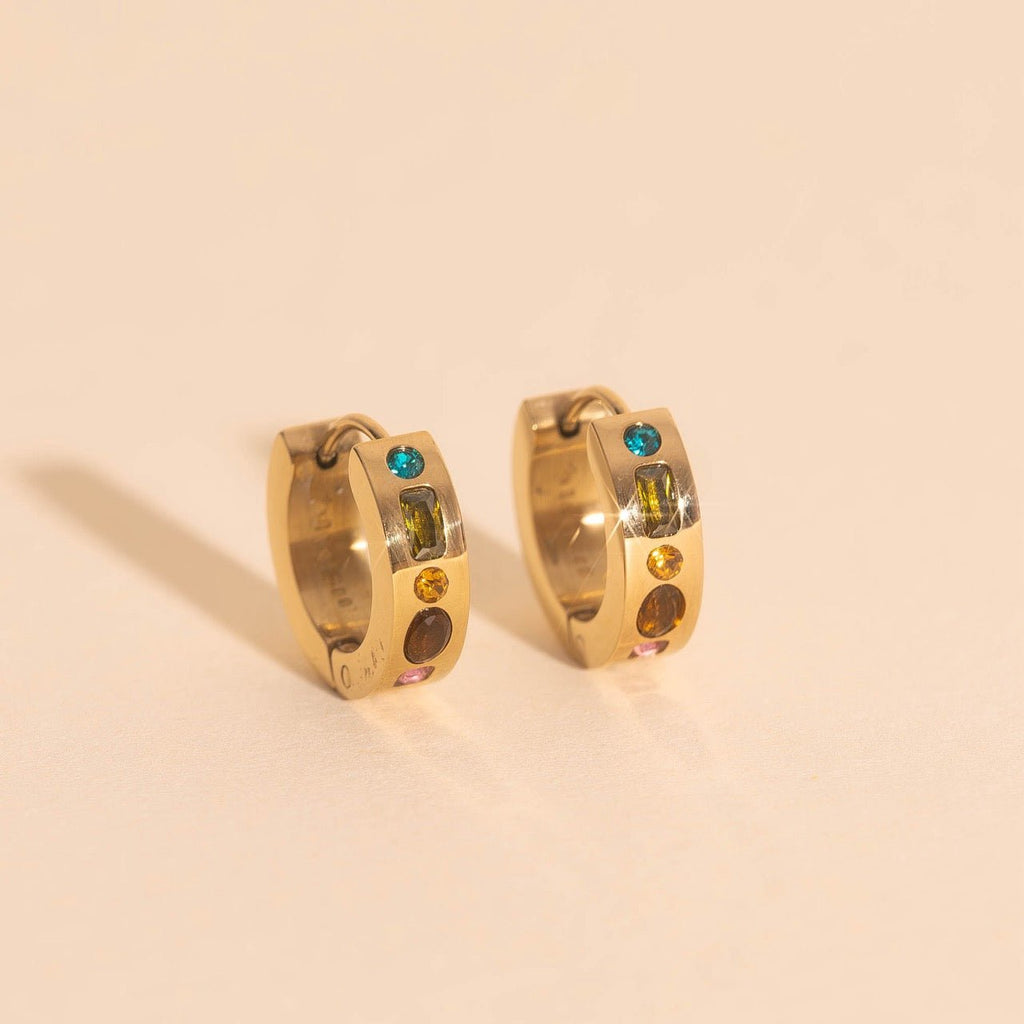 Gemstone Chunky Huggie Hoop Earrings by Oh Clementine
