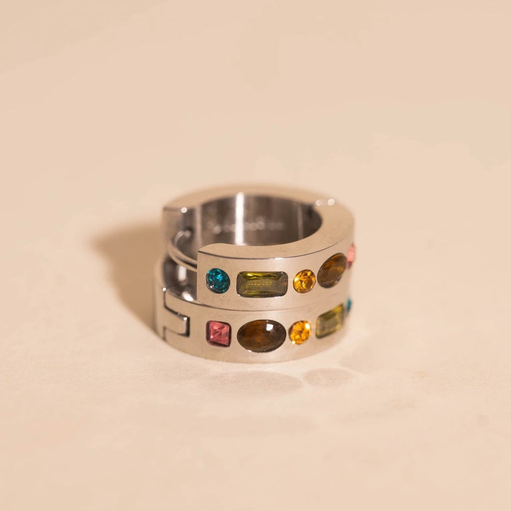Gemstone Chunky Huggie Hoop Earrings by Oh Clementine