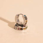 Gemstone Chunky Huggie Hoop Earrings by Oh Clementine