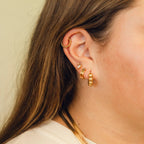 Gemstone Chunky Huggie Hoop Earrings by Oh Clementine
