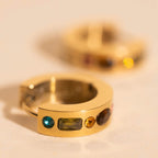 Gemstone Chunky Huggie Hoop Earrings by Oh Clementine