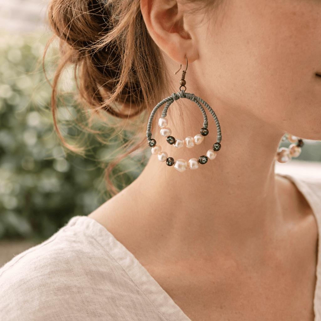 Gemstone Orbit Hoop Earrings - Thailand Jewelry La Vie Bien Gemstone Orbit Hoop Earrings - Thailand