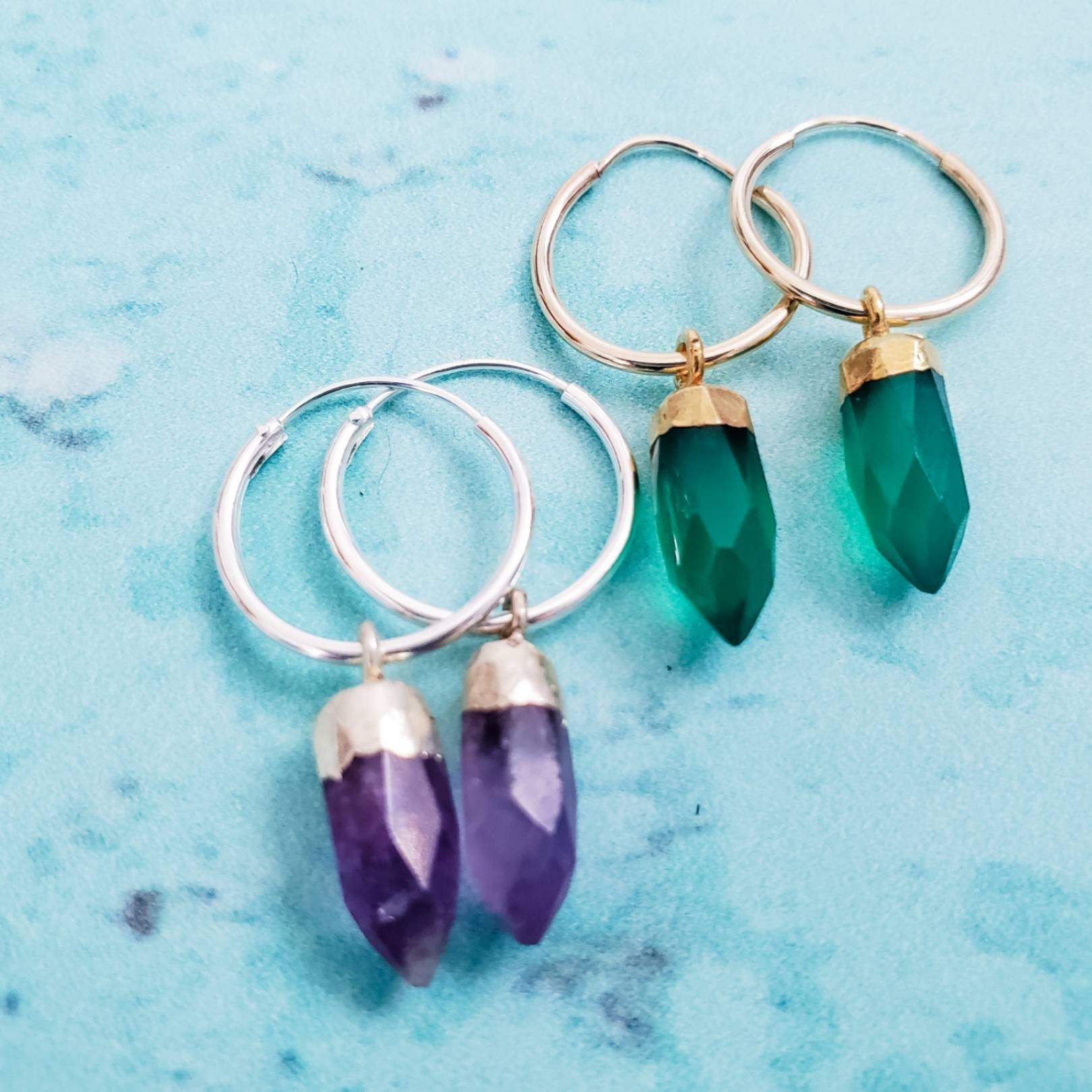 Gemstone Spike Endless Hoop Earrings Crystal Earrings La Vie Bien Gemstone Spike Endless Hoop Earrings
