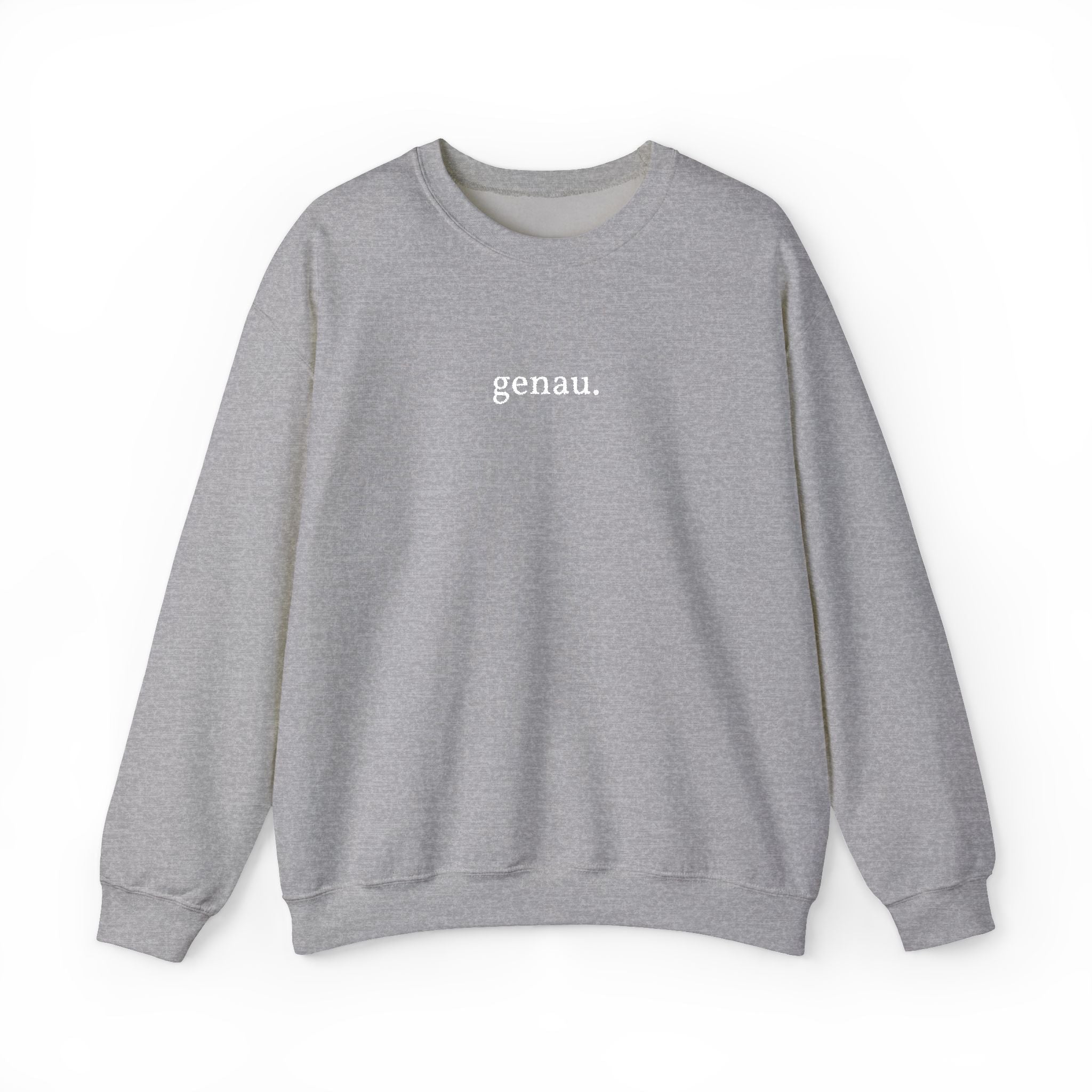 genau. Embroidered German Crewneck Sweatshirt, Minimal German Text, Small Chest Print Sweatshirt La Vie Bien genau. Embroidered German Crewneck Sweatshirt, Minimal German Text, Small Chest Print