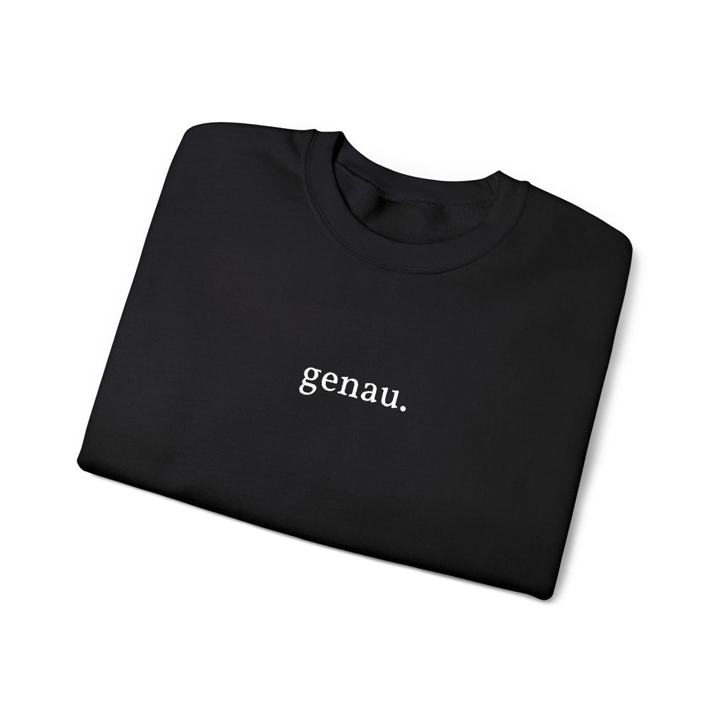 genau. Embroidered German Crewneck Sweatshirt, Minimal German Text, Small Chest Print Sweatshirt La Vie Bien genau. Embroidered German Crewneck Sweatshirt, Minimal German Text, Small Chest Print