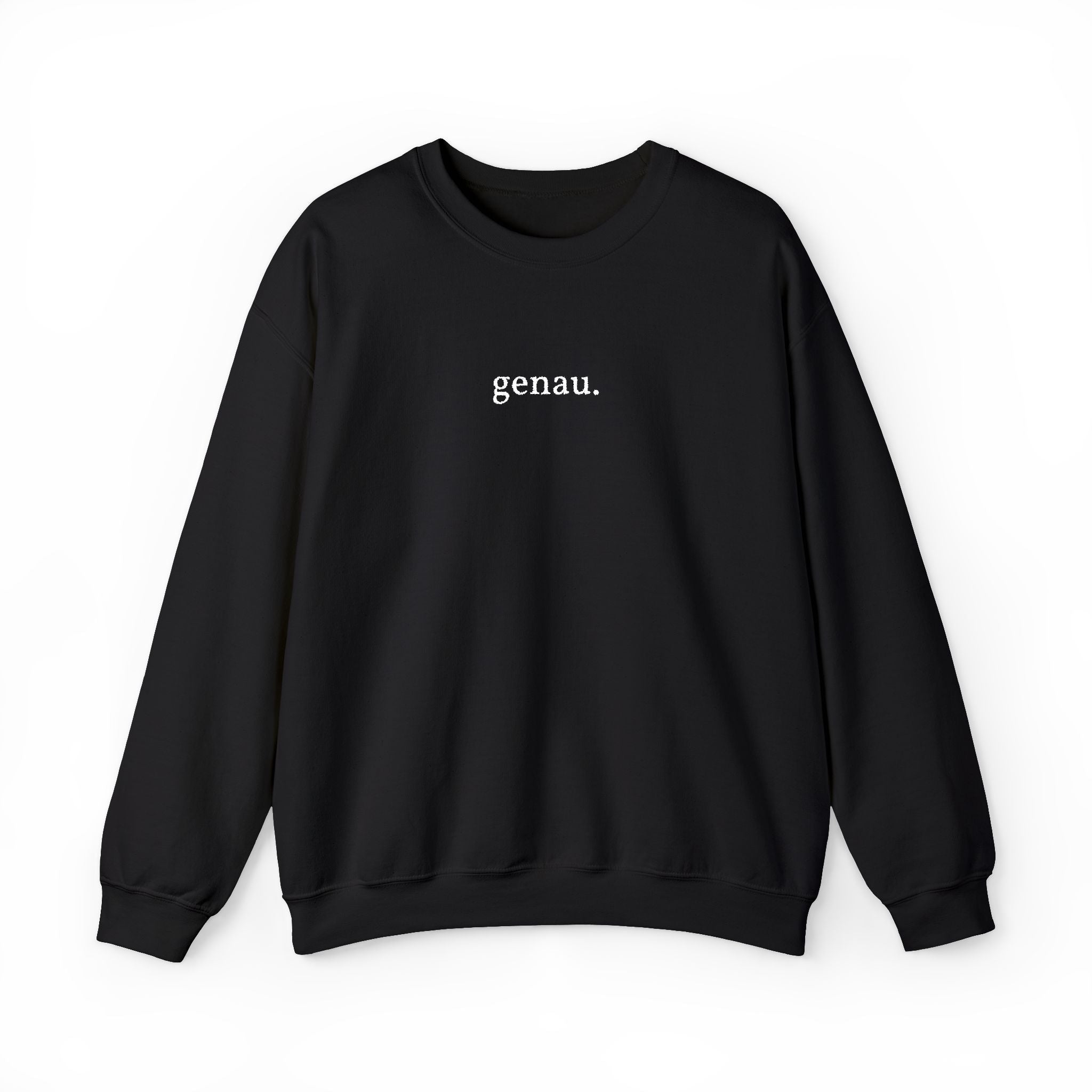 genau. Embroidered German Crewneck Sweatshirt, Minimal German Text, Small Chest Print Sweatshirt La Vie Bien genau. Embroidered German Crewneck Sweatshirt, Minimal German Text, Small Chest Print