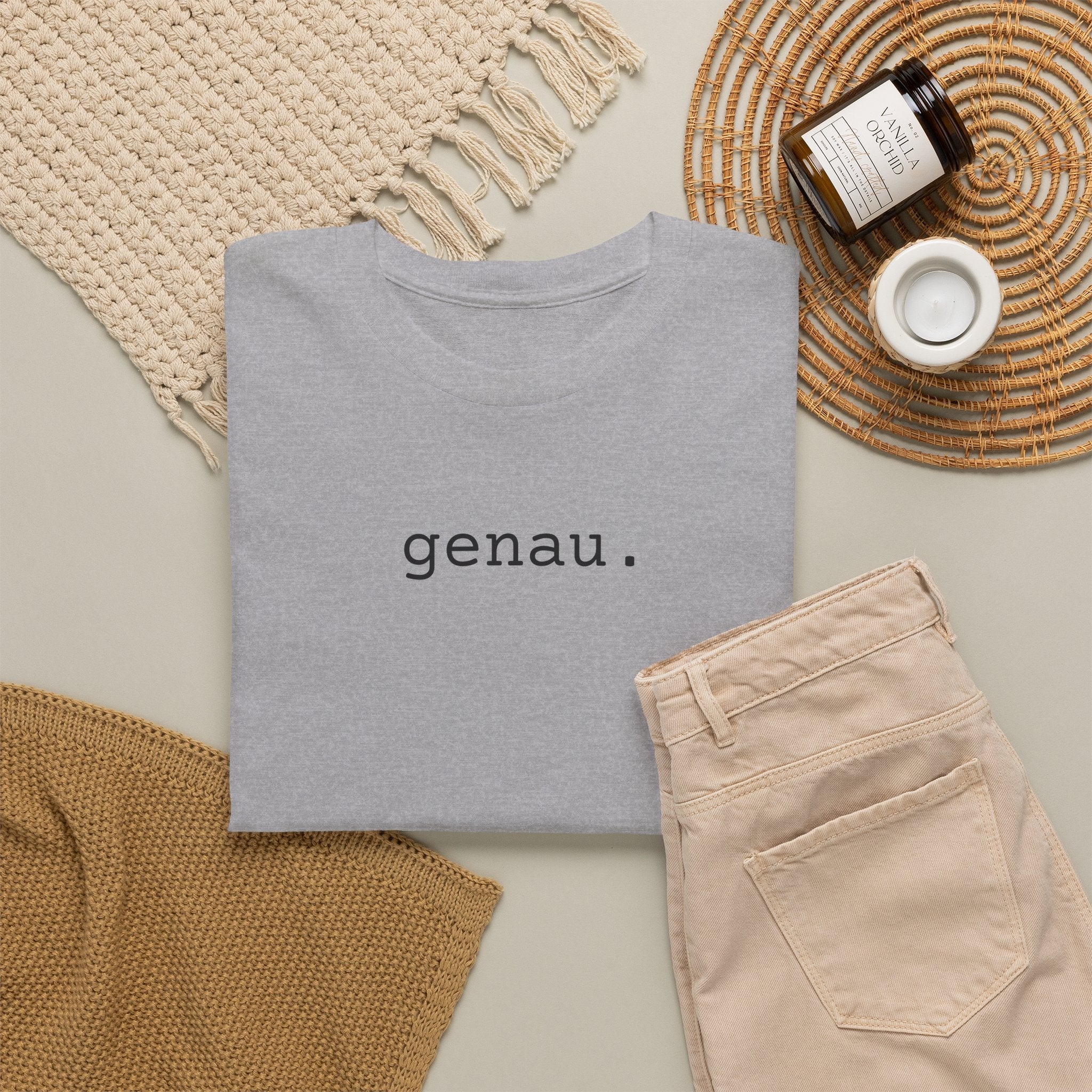 Genau German Minimalist typewriter cotton Tee T-Shirt La Vie Bien Genau German Minimalist typewriter cotton Tee