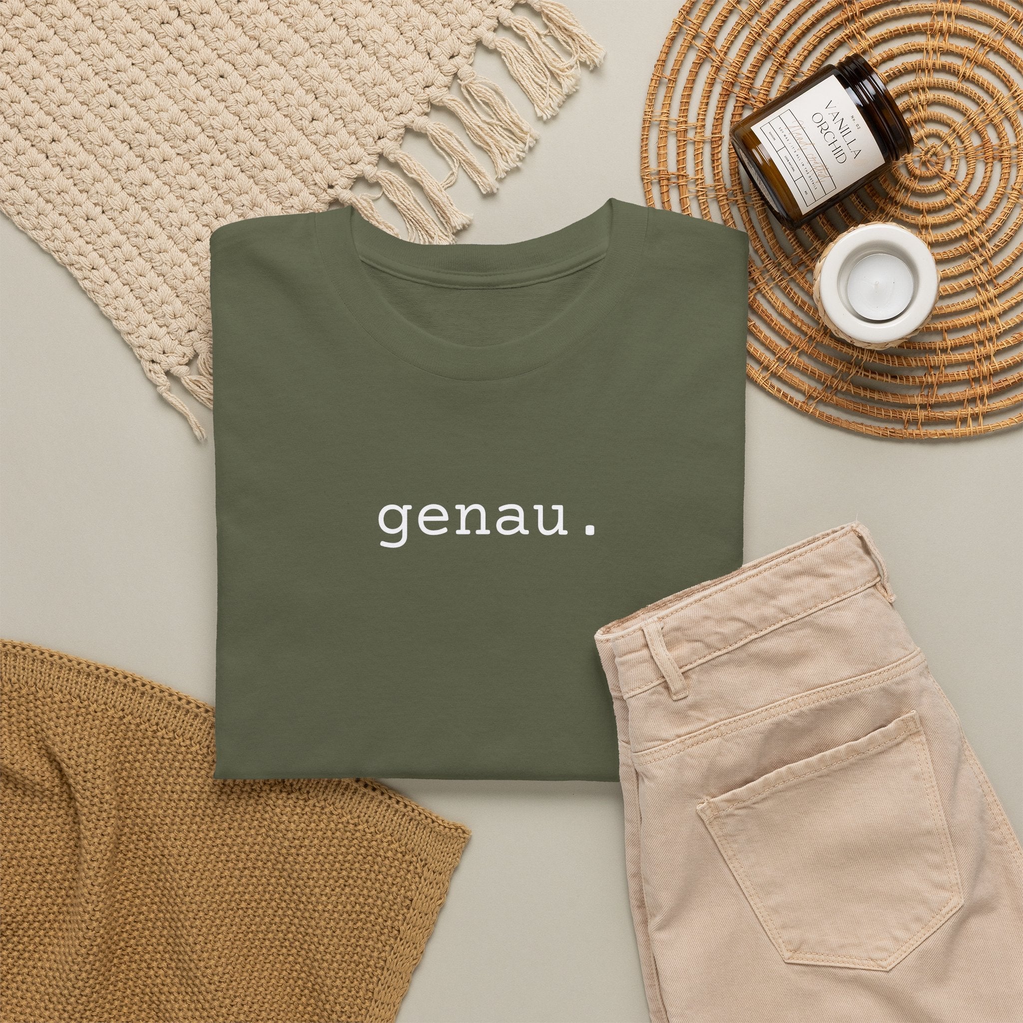 Genau German Minimalist typewriter cotton Tee T-Shirt La Vie Bien Genau German Minimalist typewriter cotton Tee