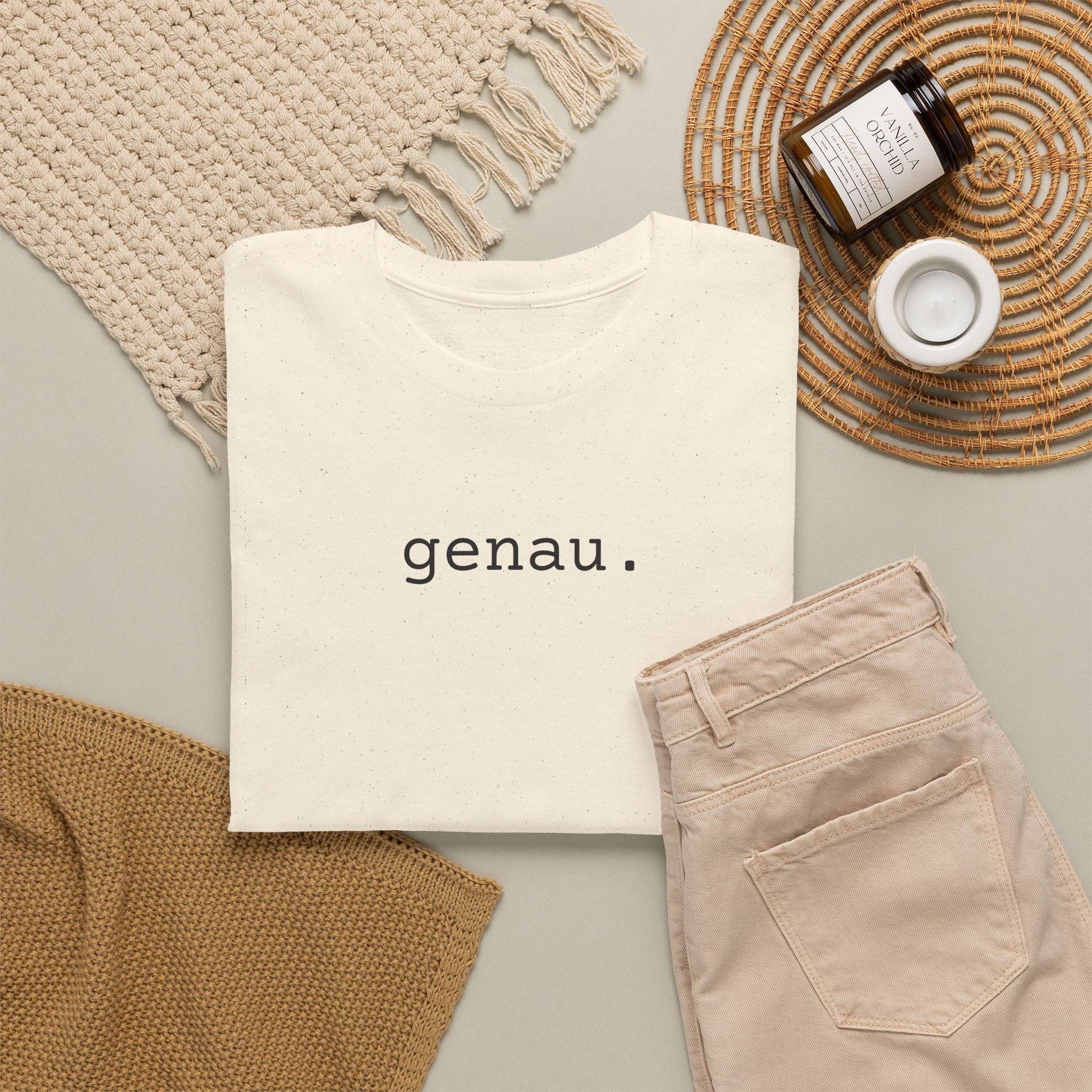 Genau German Minimalist typewriter cotton Tee T-Shirt La Vie Bien Genau German Minimalist typewriter cotton Tee