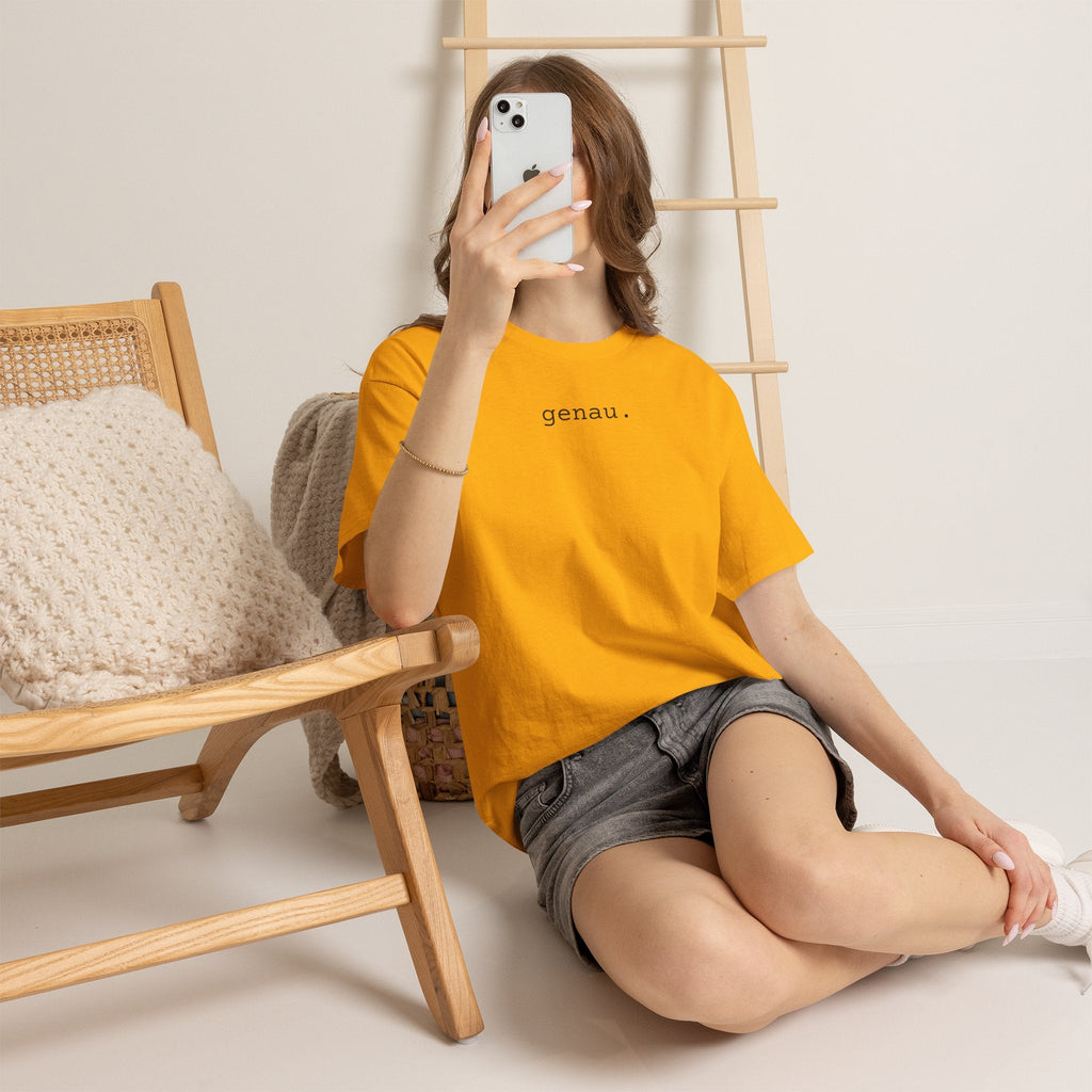 Genau German Minimalist typewriter cotton Tee T-Shirt La Vie Bien Genau German Minimalist typewriter cotton Tee