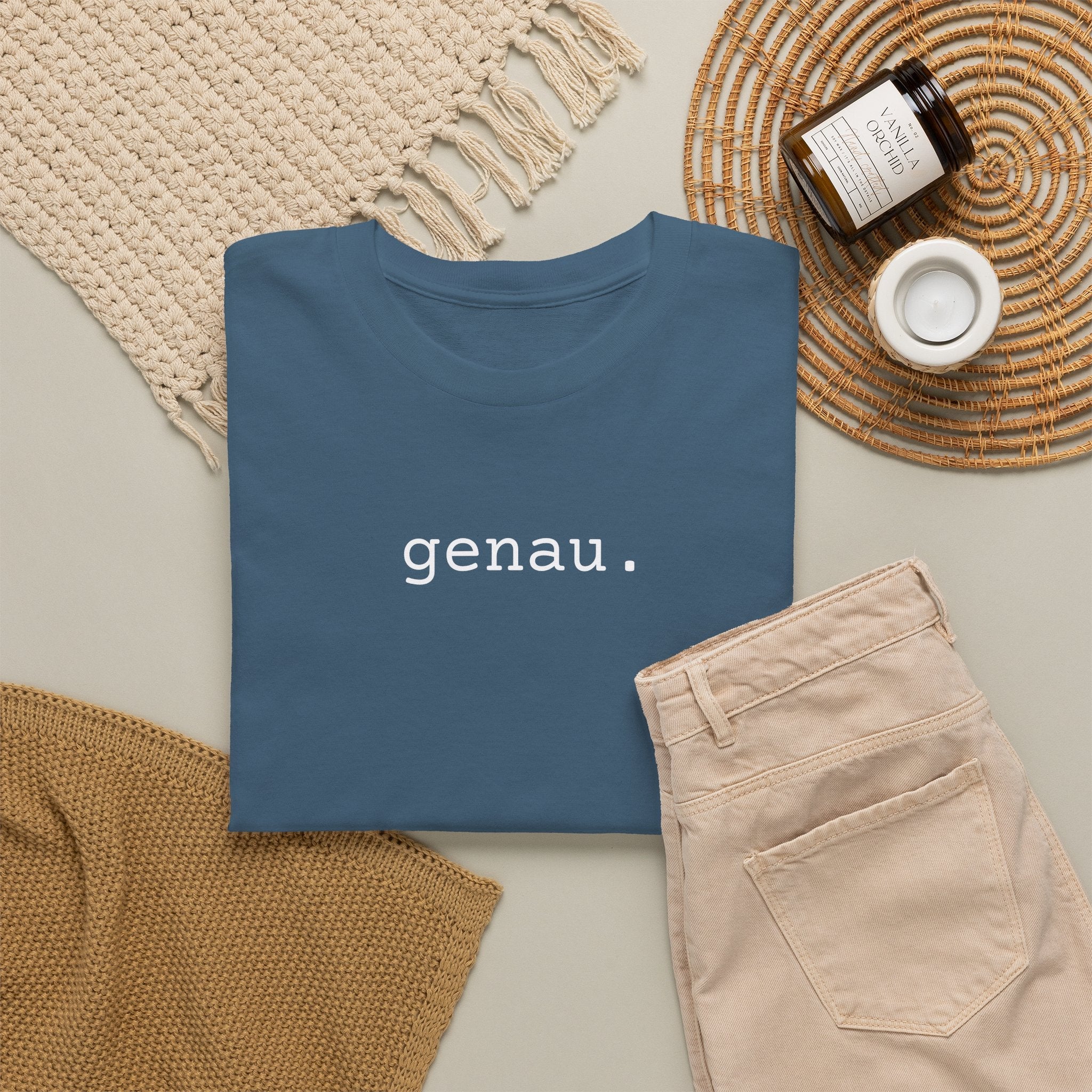 Genau German Minimalist typewriter cotton Tee T-Shirt La Vie Bien Genau German Minimalist typewriter cotton Tee