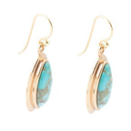 Genuine Blue Turquoise Golden Drop Earrings by Barse Jewelry