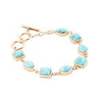 Genuine Blue Turquoise Hammered Golden Link Bracelet by Barse Jewelry