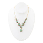Genuine Blue Turquoise Roped Golden Bronze Y Necklace