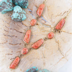Genuine Orange Sponge Coral Golden Abstract Statement Necklace Necklaces La Vie Bien Genuine Orange Sponge Coral Golden Abstract Statement Necklace