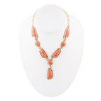 Genuine Orange Sponge Coral Golden Abstract Statement Necklace Necklaces La Vie Bien Genuine Orange Sponge Coral Golden Abstract Statement Necklace