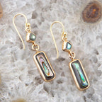 Geo Blue Abalone Golden Drop Earrings by Barse Jewelry