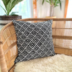 Geo Flowers Black Sadza Pillow La Vie Bien Geo Flowers Black Sadza Pillow