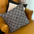 Geo Flowers Black Sadza Pillow La Vie Bien Geo Flowers Black Sadza Pillow