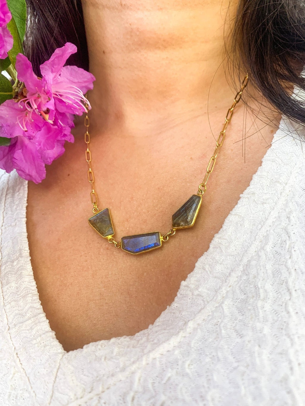 Geo Labradorite Magnetic Necklace by Ash & Rose