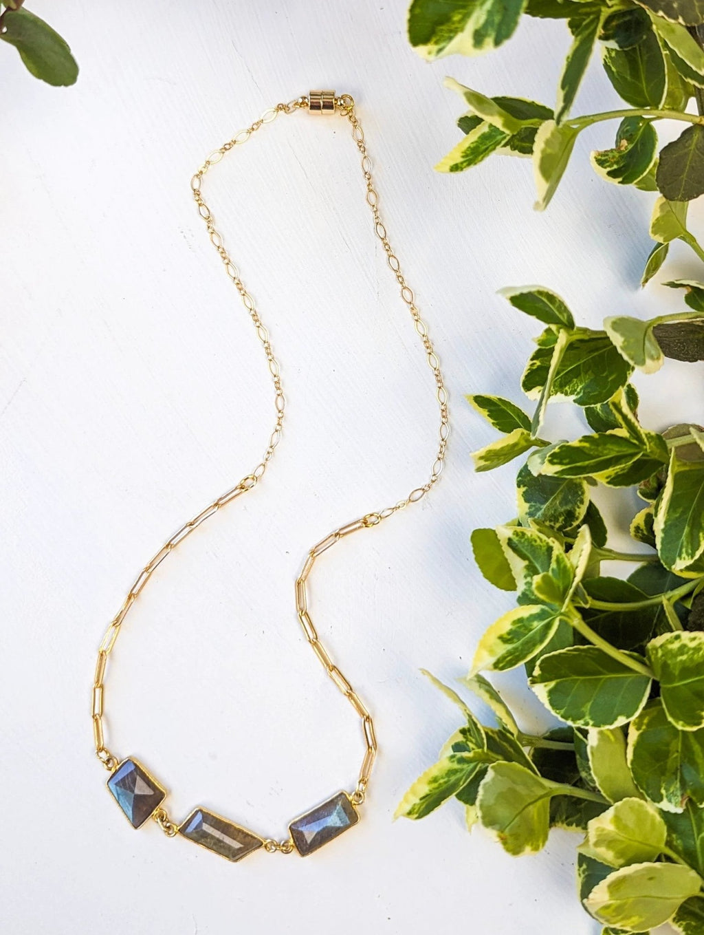 Geo Labradorite Magnetic Necklace by Ash & Rose
