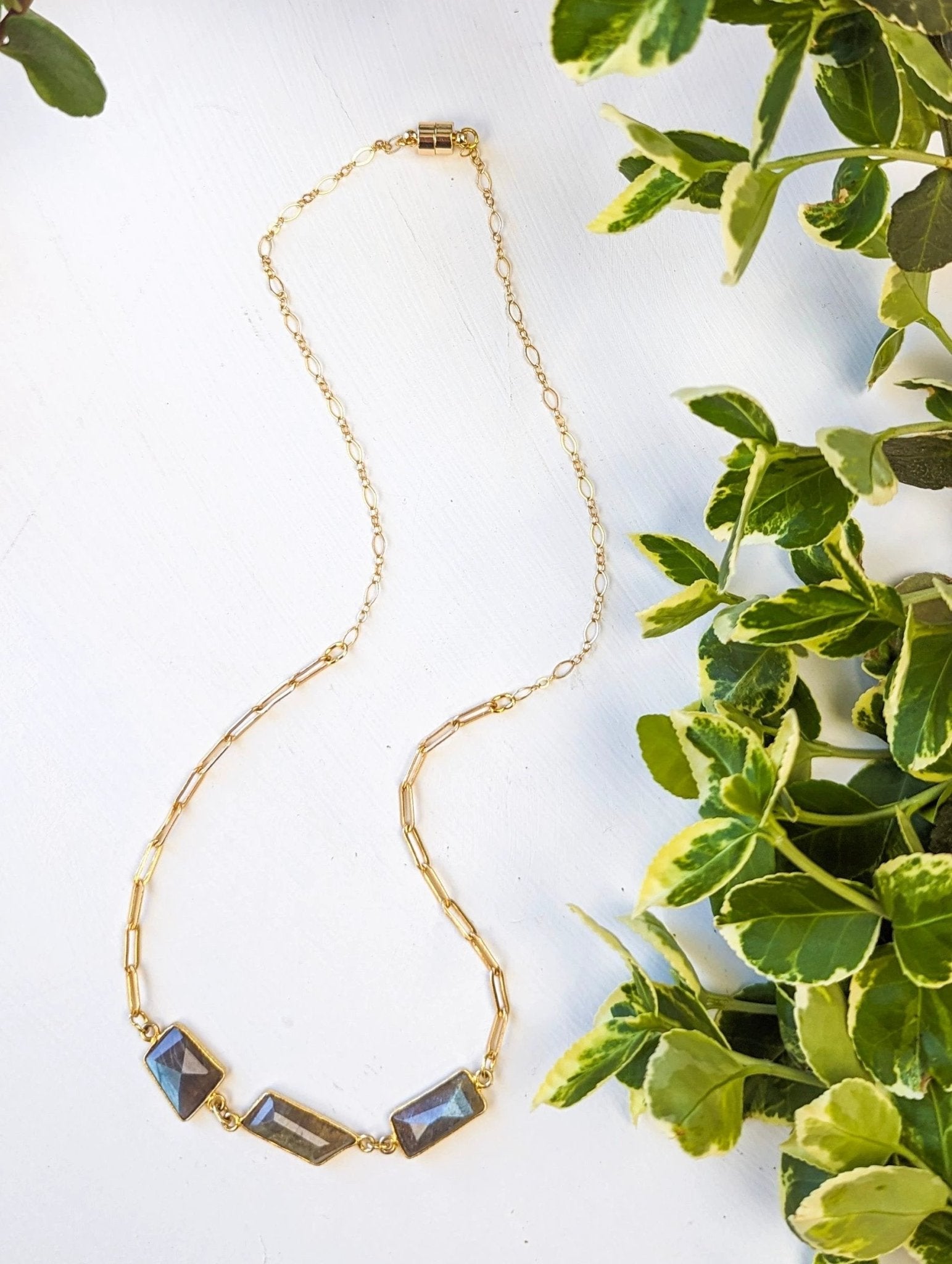 Geo Labradorite Magnetic Necklace by Ash & Rose