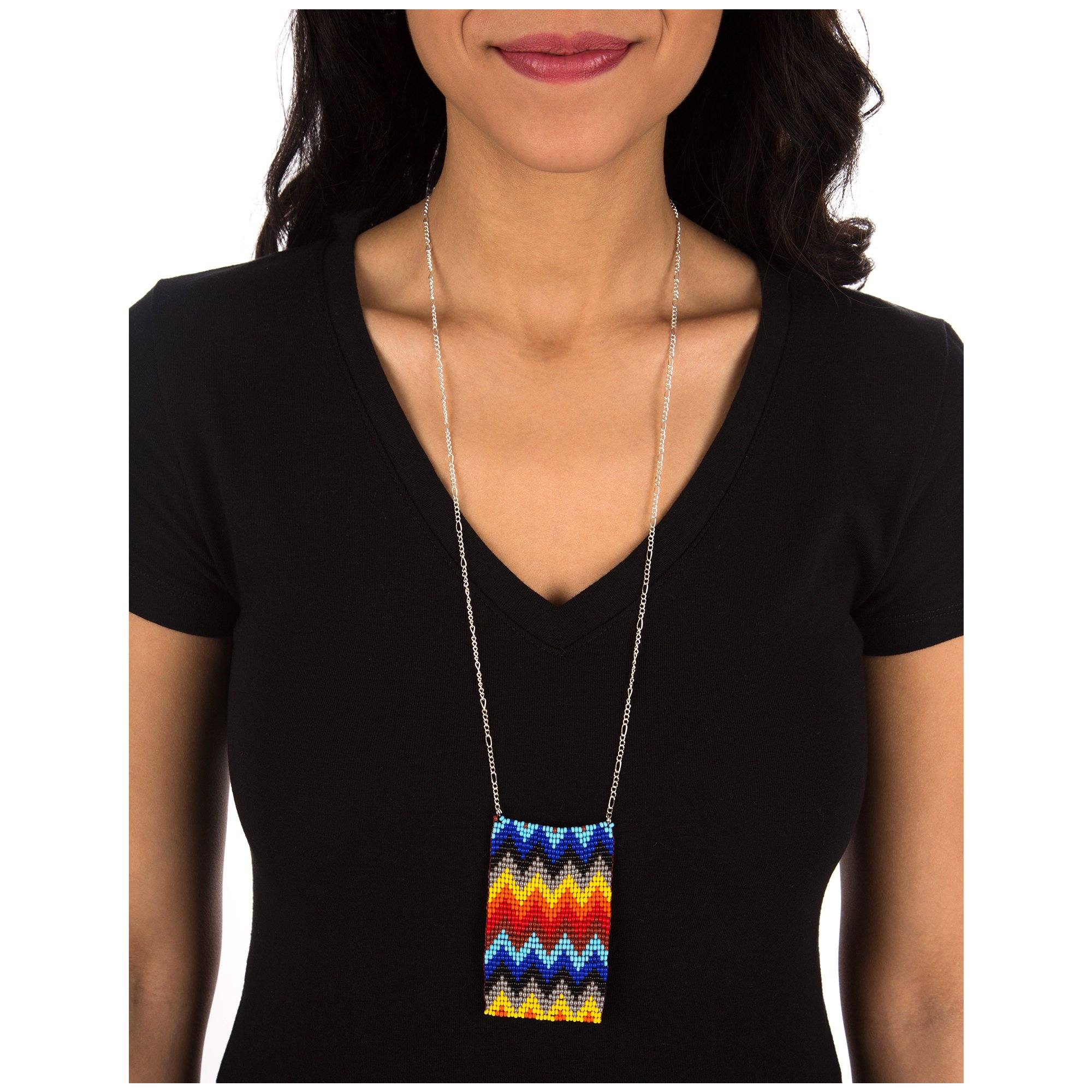 Geometric Beaded Pendant Necklace Necklaces - Fashion La Vie Bien Geometric Beaded Pendant Necklace