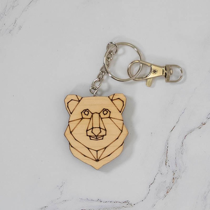 Geometric Bear Wood Keychain Keychains La Vie Bien Geometric Bear Wood Keychain