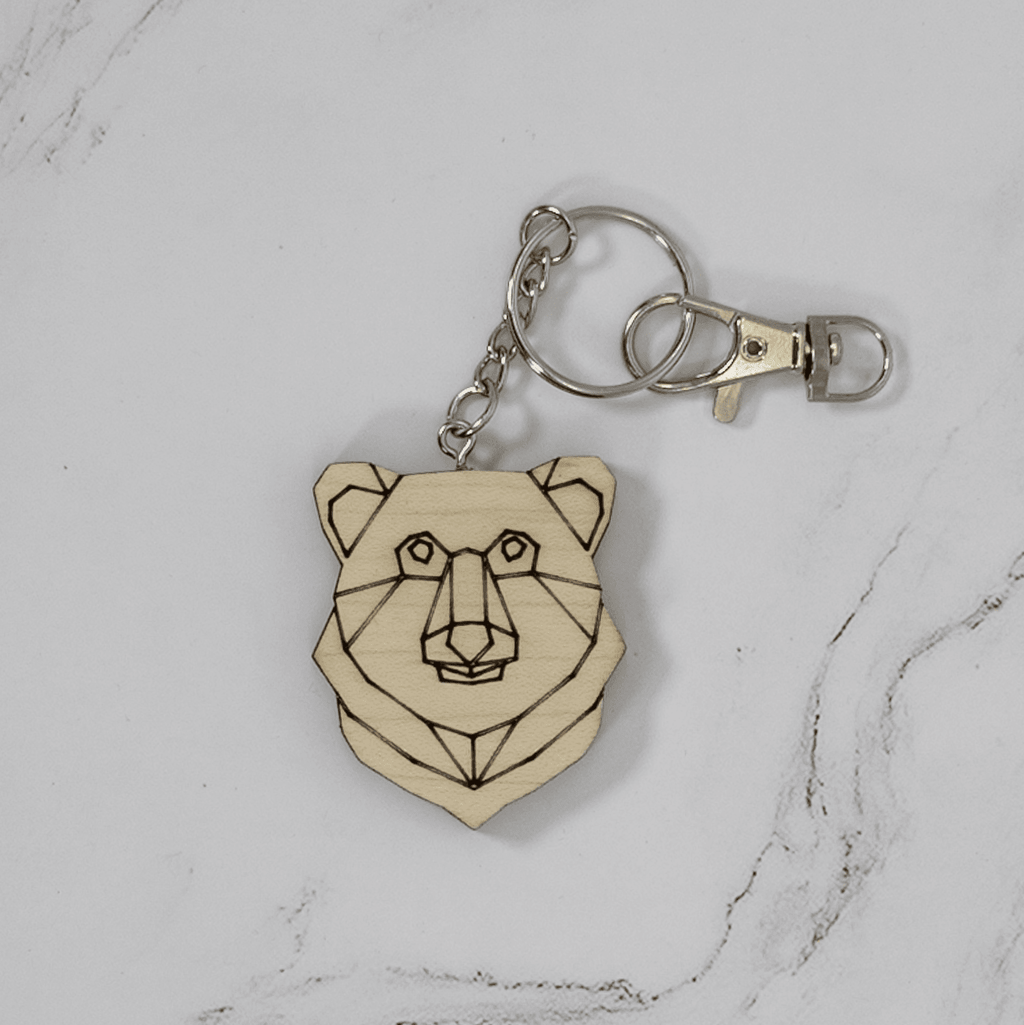 Geometric Bear Wood Keychain Keychains La Vie Bien Geometric Bear Wood Keychain