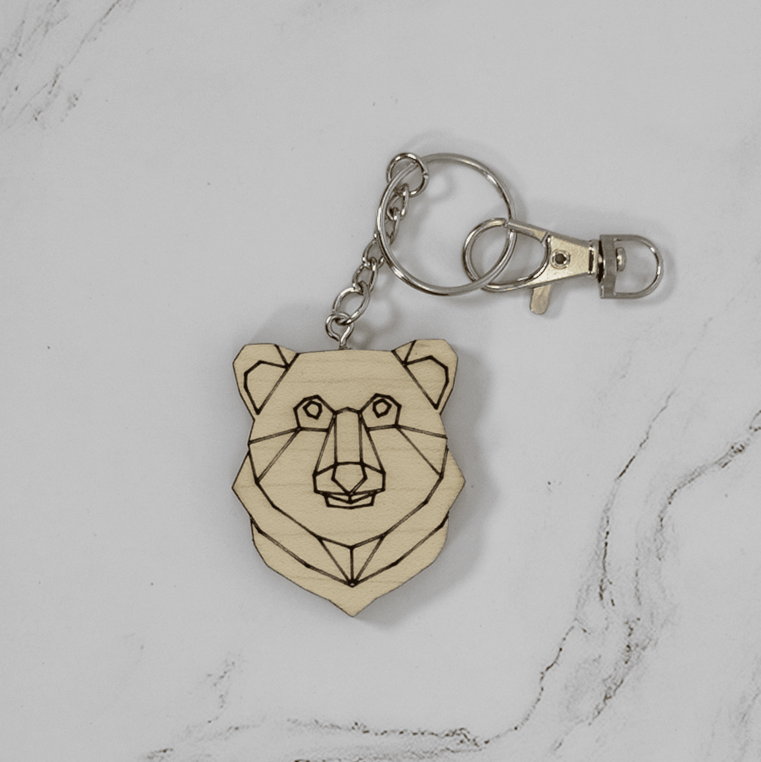 Geometric Bear Wood Keychain Keychains La Vie Bien Geometric Bear Wood Keychain