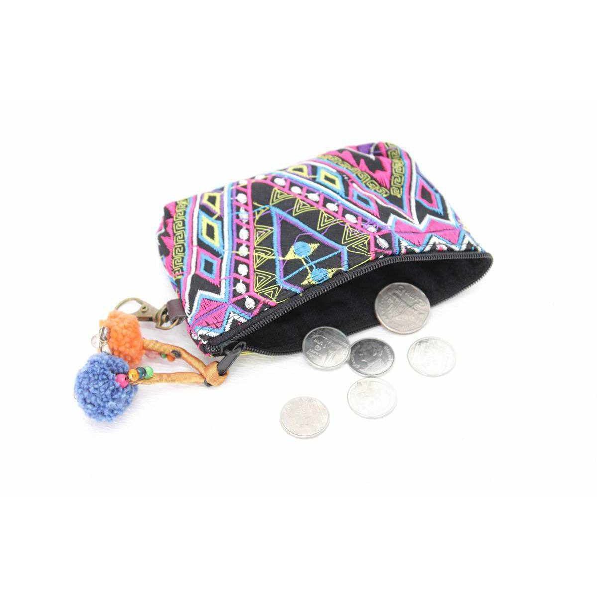 Geometric Boho Coin Purse with Lobster Clasp - Thailand Bags La Vie Bien Geometric Boho Coin Purse with Lobster Clasp - Thailand