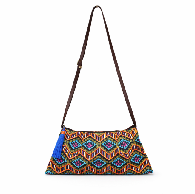 Geometric Crossbody Embroidered Bag - Thailand Bags La Vie Bien Geometric Crossbody Embroidered Bag - Thailand