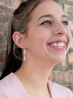 Geometric Elegance White Drop Earrings