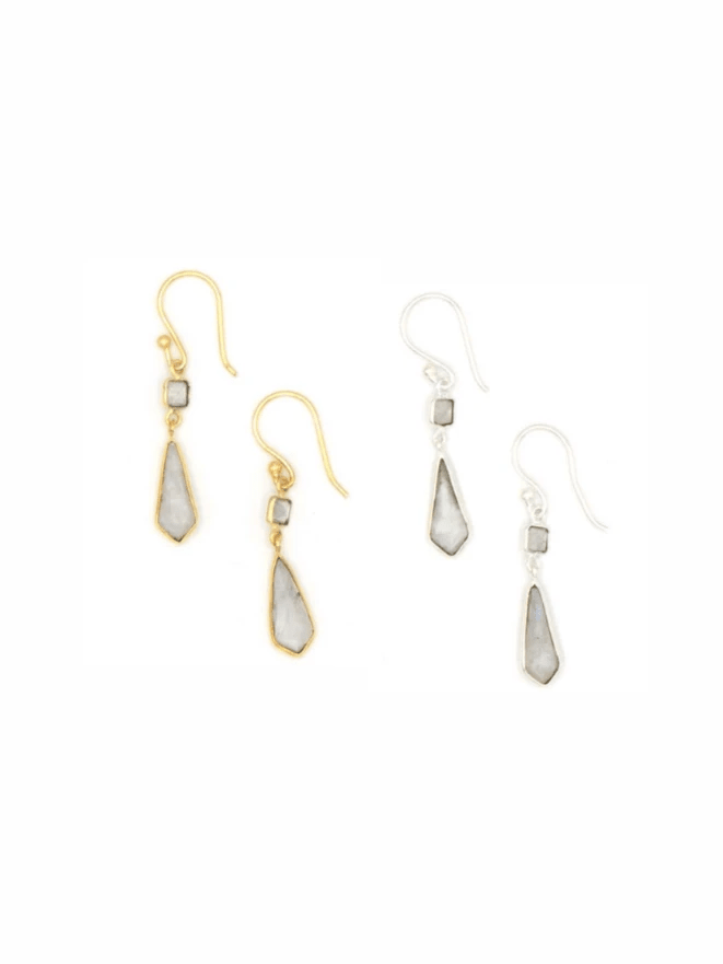 Geometric Elegance White Drop Earrings