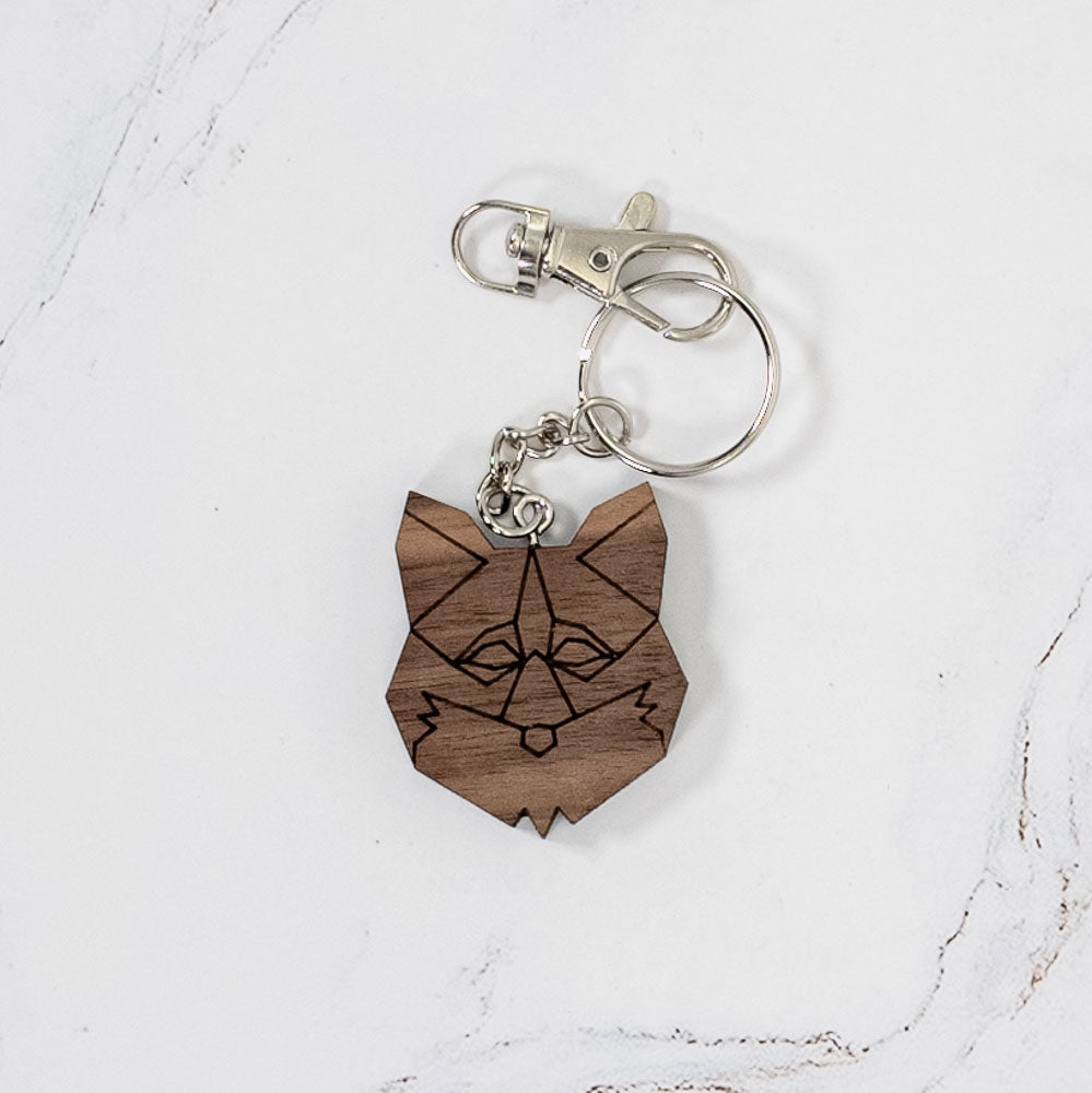 Geometric Fox Wood Keychain Keychains La Vie Bien Geometric Fox Wood Keychain
